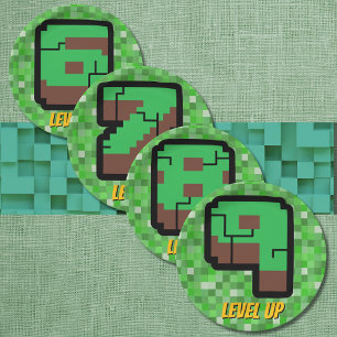 Pixelated Gamer Green Building Level Up 9 Paper Plate
