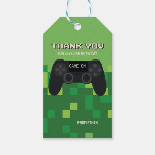 Pixelated Gamer Party Thank You Tag