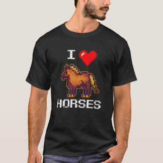 Pixelated Horse Farm Animal  Farmer Horse Owner T-Shirt