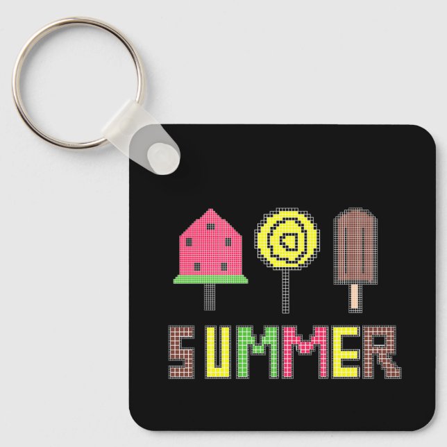 Pixelated ice cream key ring (Front)
