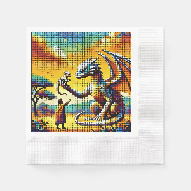pixelated image of a dragon trainer napkin (Front)