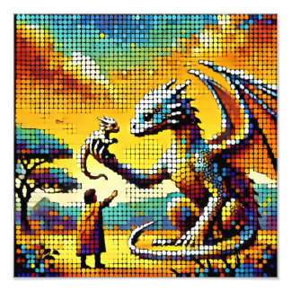 pixelated image of a dragon trainer photo print