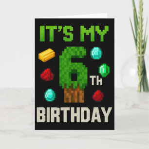 Pixelated Level 6 Birthday Gamer Kids Pixel Art De Card