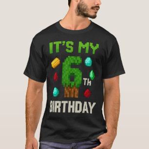 Pixelated Level 6 Birthday Gamer Kids Pixel Art De T-Shirt