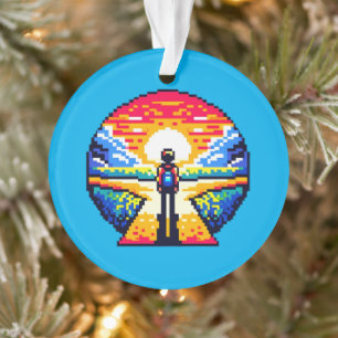Pixelated Life's Crossroads Ornament