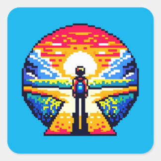 Pixelated Life's Crossroads Square Sticker