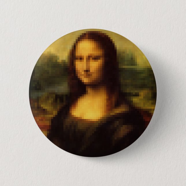 Pixelated Mona Lisa 6 Cm Round Badge (Front)