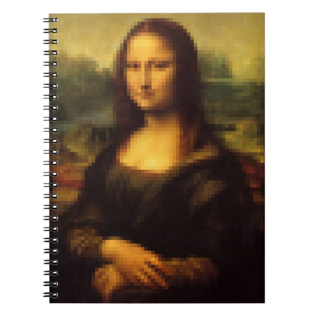 Pixelated Mona Lisa Spiral Notebook (Front)
