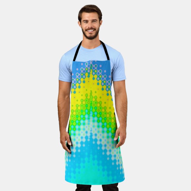 Pixelated Mountain Blue Apron (Worn)