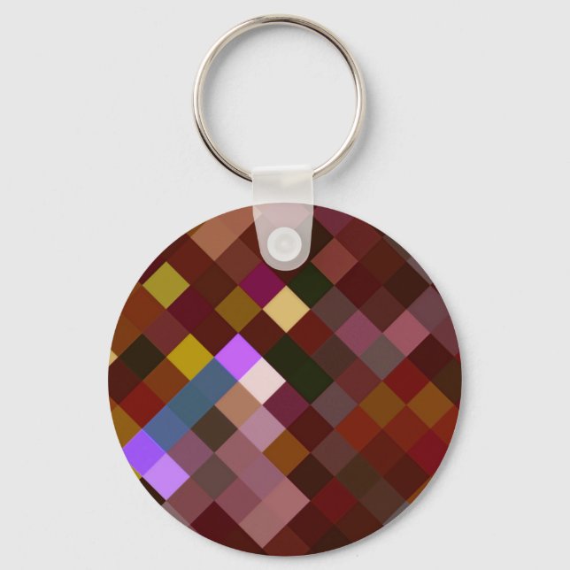 Pixelated Pattern - Brown Key Ring (Front)