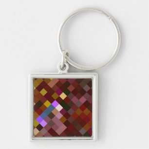 Pixelated Pattern - Brown Key Ring