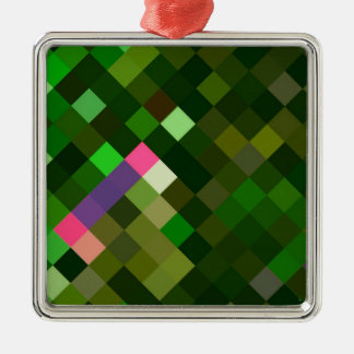 Pixelated Pattern - Green Metal Tree Decoration