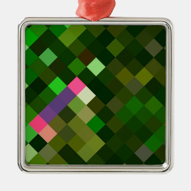 Pixelated Pattern - Green Metal Tree Decoration (Front)