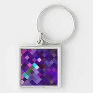 Pixelated Pattern - Purple Key Ring