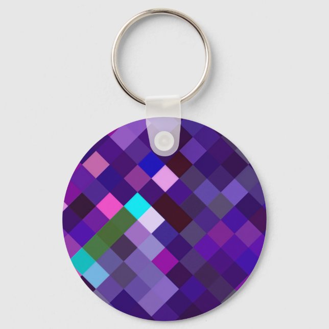 Pixelated Pattern - Purple Key Ring (Front)