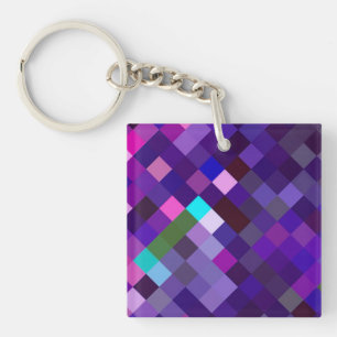 Pixelated Pattern - Purple Key Ring