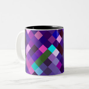 Pixelated Pattern - Purple Two-Tone Coffee Mug