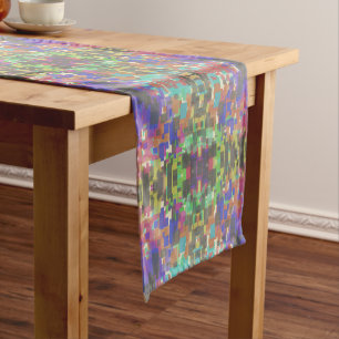 Pixelated Patterned Beyond Colors Of The Rainbow Short Table Runner