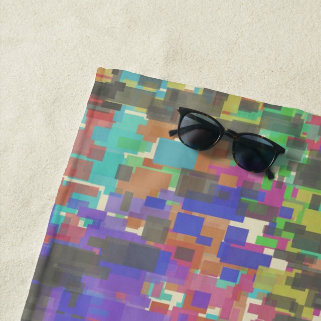 Pixelated Patterned Beyond Colours Of The Rainbow Beach Towel (In Situ)