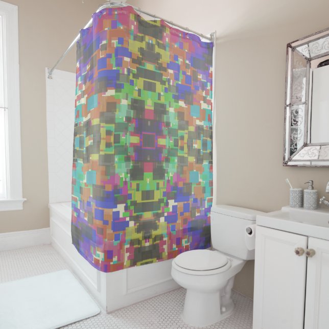 Pixelated Patterned Beyond Colours Of The Rainbow Shower Curtain (In Situ)