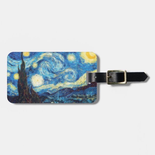 Pixelated Starry Night by Van Gogh Luggage Tag (Front Horizontal)