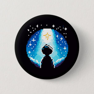 Pixelated Starry Night - Childhood Dreams Art 6 Cm Round Badge