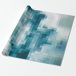 Pixelated Teal Cloud Wrapping Paper