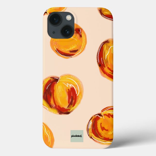 PixelatedDino Peach Pattern iPhone Case (Back)