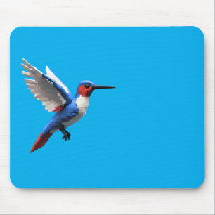 Pixeled Blue Hummingbird Mouse Pad