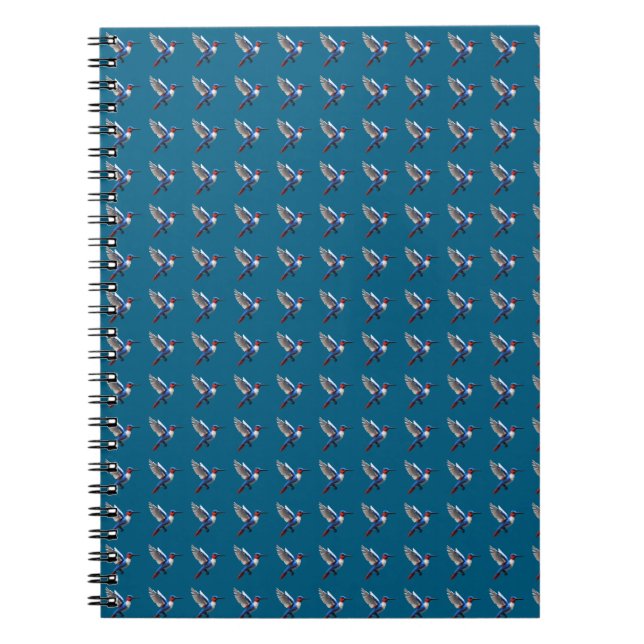 Pixeled Blue Hummingbird  Notebook (Front)