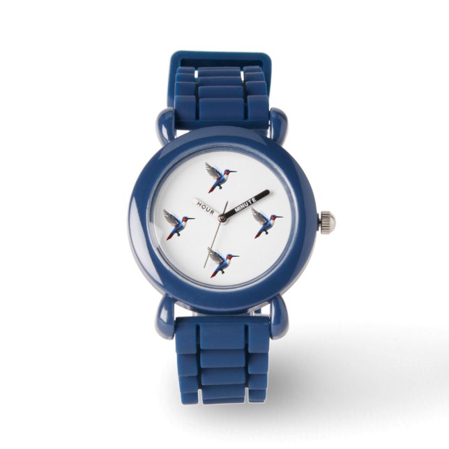 Pixeled Blue Hummingbird  Watch (Front)