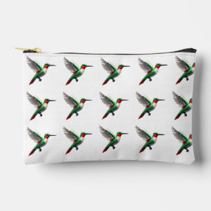 Pixeled Green Hummingbird Accessory Pouch