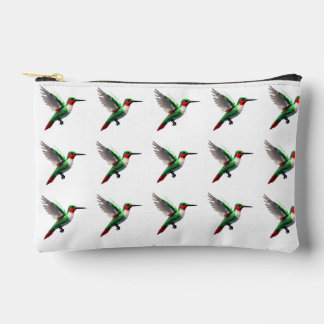 Pixeled Green Hummingbird Accessory Pouch