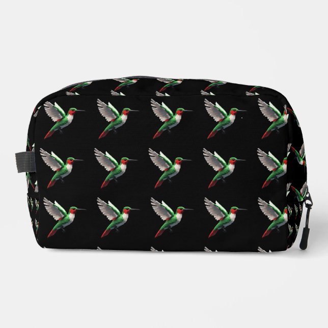 Pixeled Green Hummingbird Dopp Kit (Front)