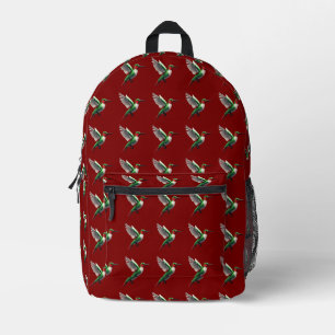 Pixeled Green Hummingbird Printed Backpack