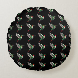Pixeled Green Hummingbird  Round Cushion