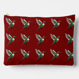 Pixeled Green Hummingbirds Accessory Pouch