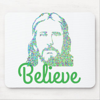 Pixeled Image of Jesus Desktop Computer Mousepad