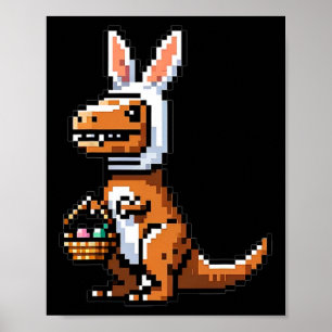 Pixeled Juric Egg Hunt Surprise Dino Easter Rabbit Poster
