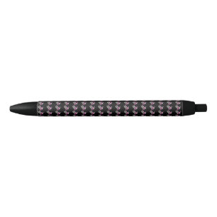 Pixeled Pink Hummingbird Black Ink Pen