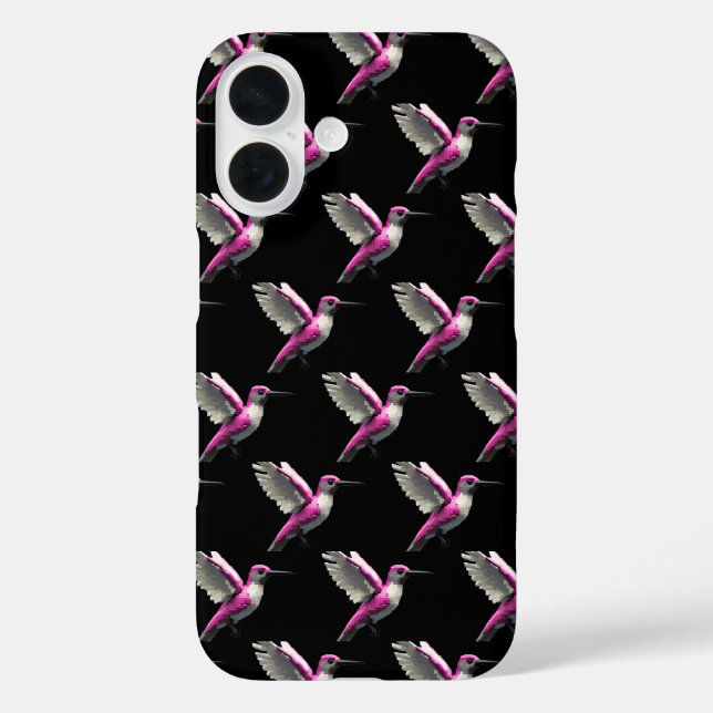 Pixeled Pink Hummingbird Case-Mate iPhone Case (Back)