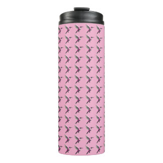 Pixeled Pink Hummingbird Thermal Tumbler