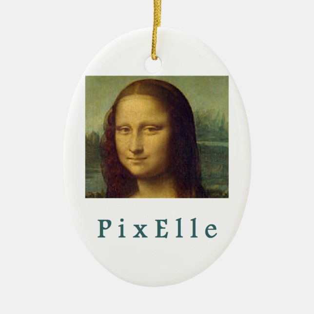 Pixelle femme ceramic tree decoration (Front)