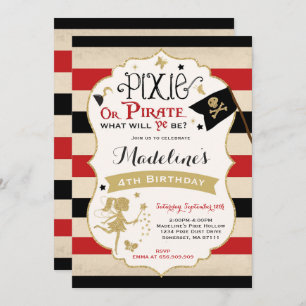 Pixie And Pirate Birthday Invitation Fairy Pirate