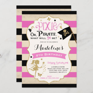 Pixie And Pirate Birthday Invitation Fairy Pirate