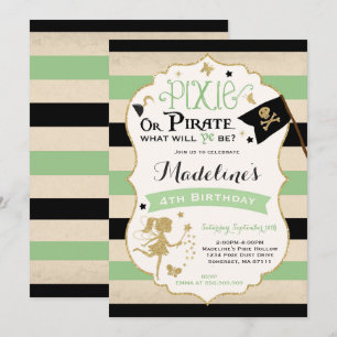 Pixie And Pirate Birthday Invitation Fairy Pirate
