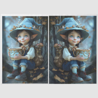 Pixie Blue Hat Mirror Image Tissue Paper