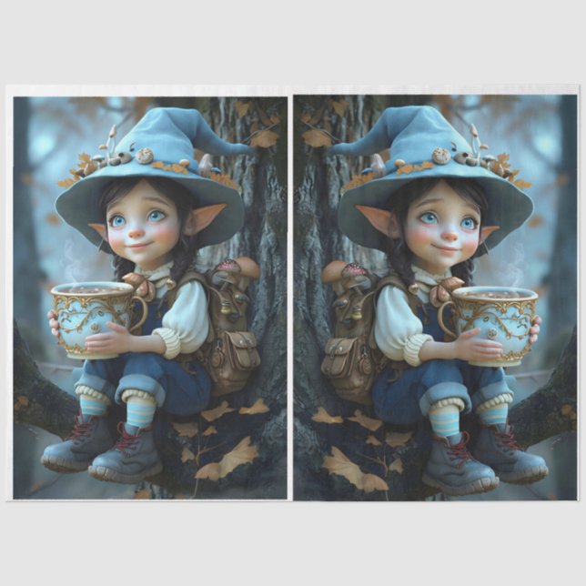 Pixie Blue Hat Mirror Image Tissue Paper (Front)