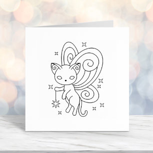 Pixie Cat - Fairy Wings Kitty Self-inking Stamp