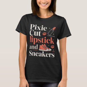 Pixie cut lipstick and sneakers short hair style